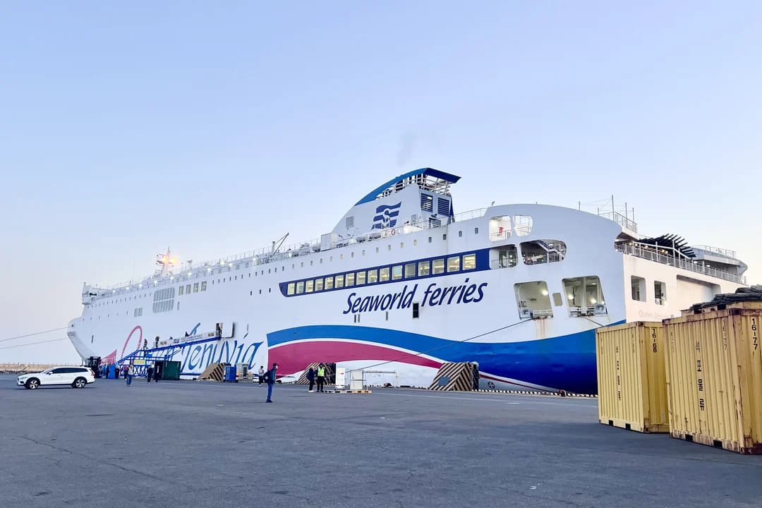 A ferry in port